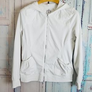 Zella lightweight white zip-up hoodie EUC